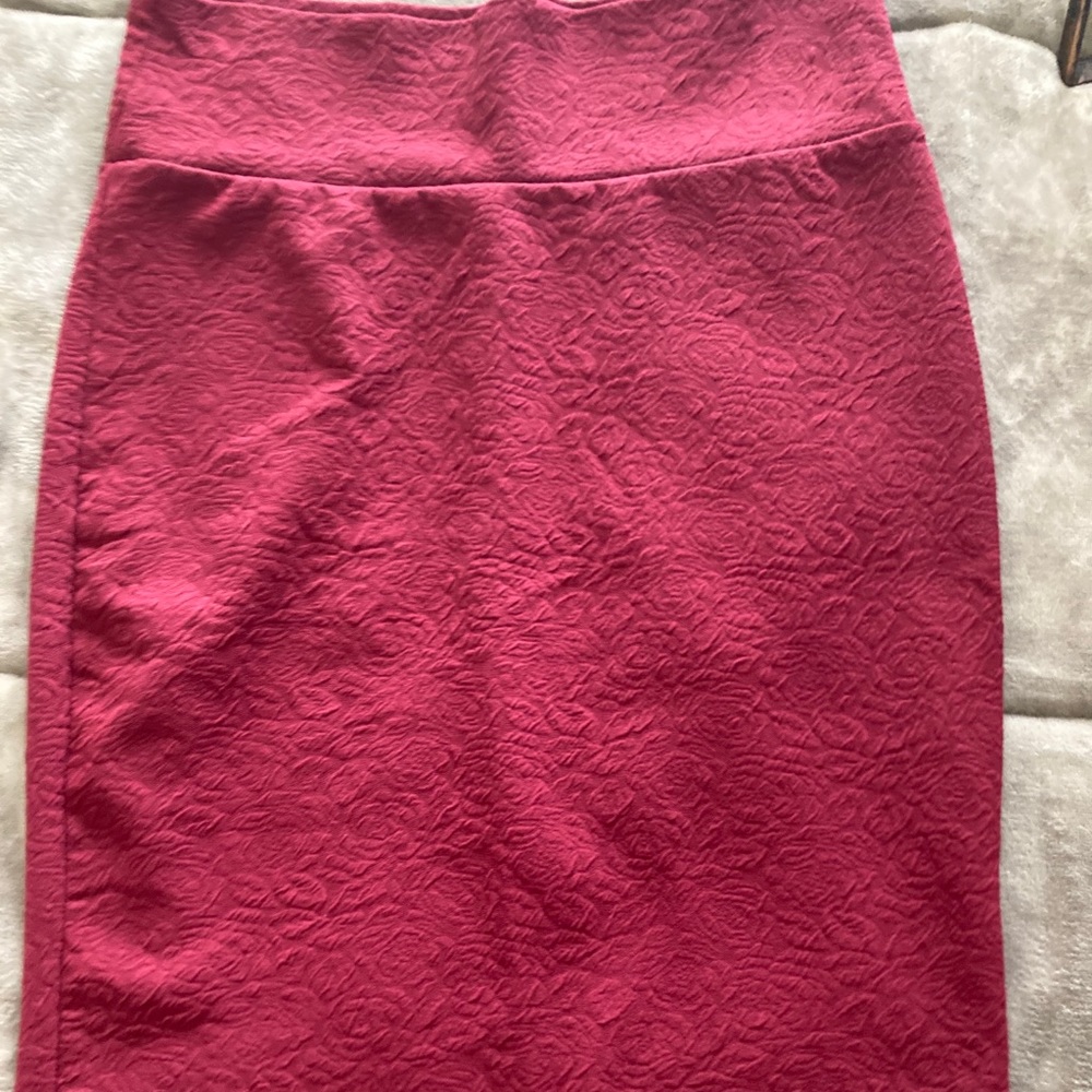 LulaRoe Pencil Skirt Maroon Flower Print